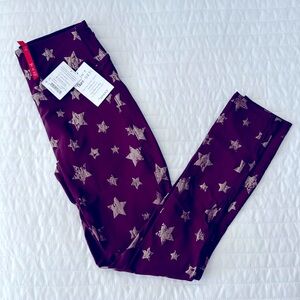 NWT! Faux Leather Star Leggings in Burgundy by Spanx Girls